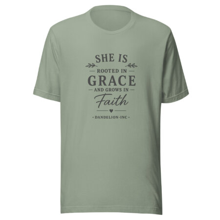 She Is Rooted in Grace and Grows in Faith Shirt | Inspirational Women’s Tee | Women’s Clothing | Dandelion-Inc